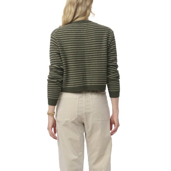 Splendid Amber Stripe Crop Cardigan in Green Spruce Oak - Picture 3 of 5